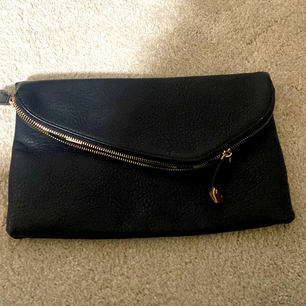Black clutch with zipper